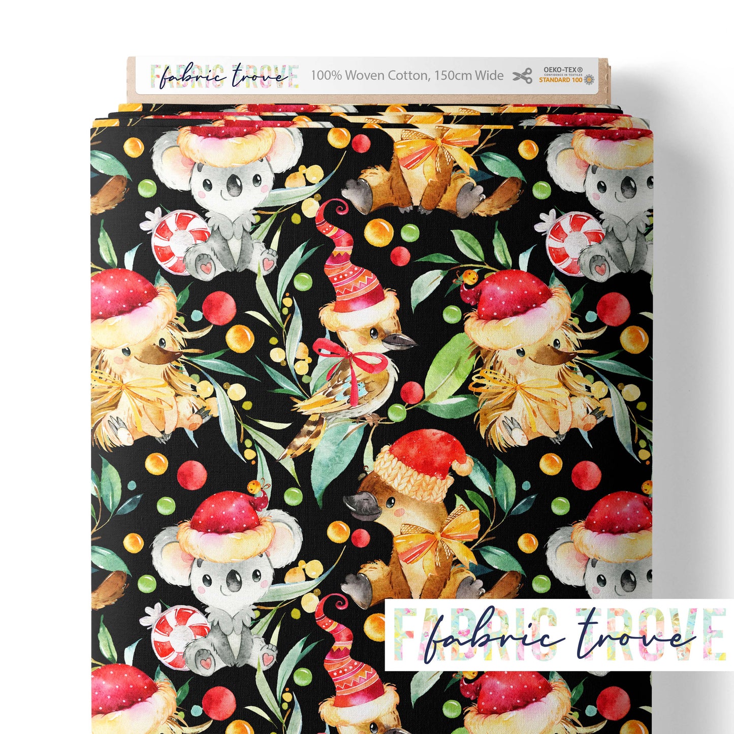 COTTON 100 - Aussie Christmas Black