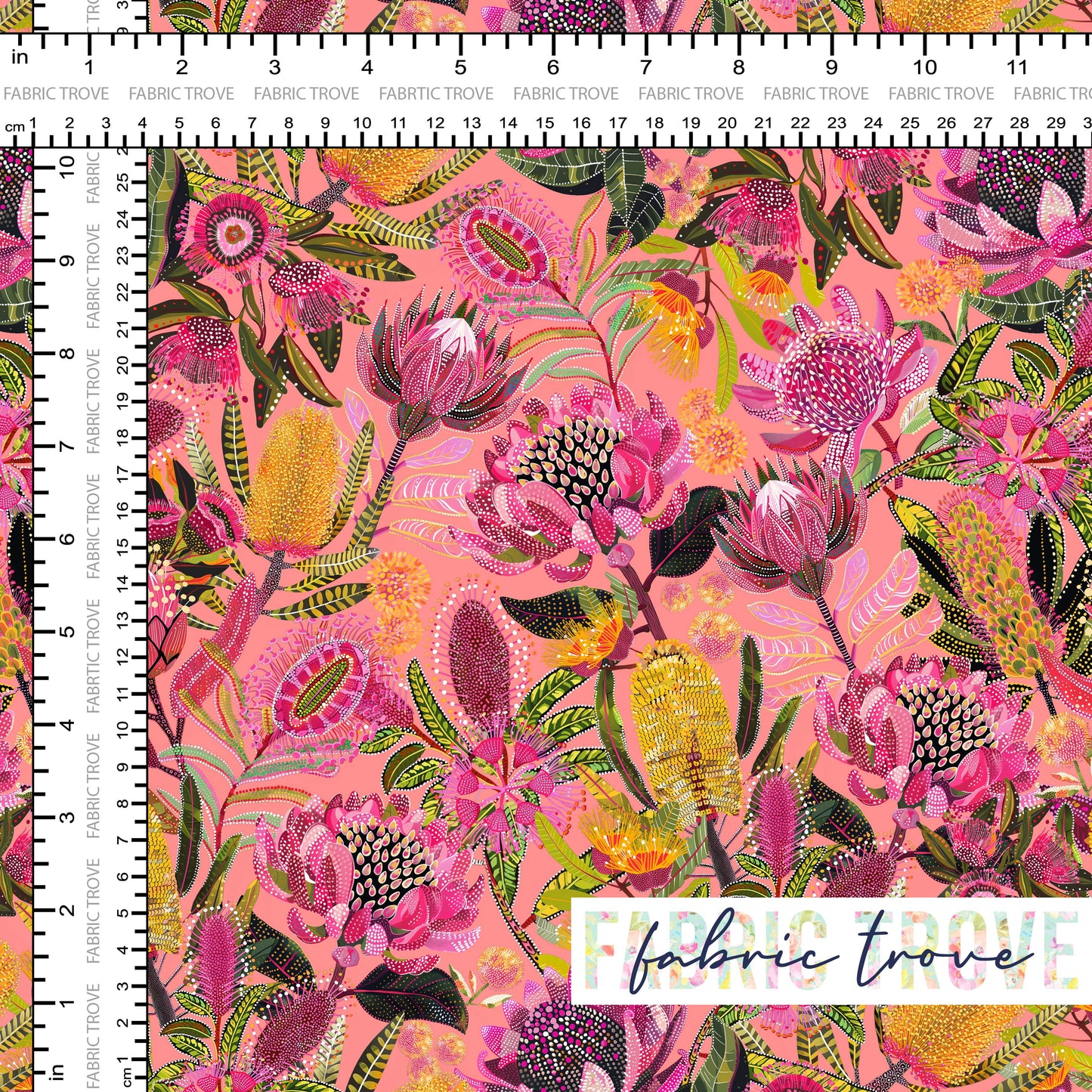 COTTON 100 - Aussie Dot Floral Salmon