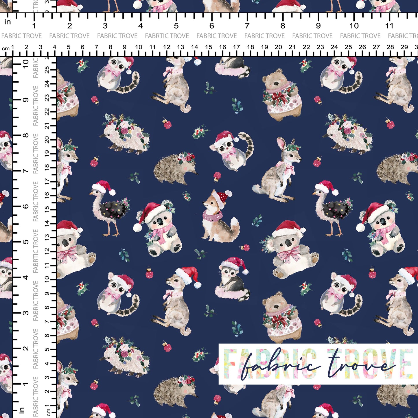 COTTON 100 - Bush Christmas Folk Navy