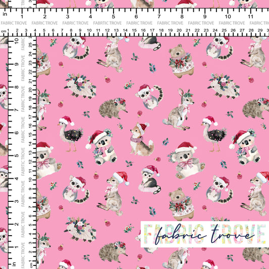 COTTON 100 - Bush Christmas Folk Pink