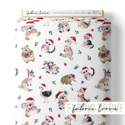 COTTON 100 - Bush Christmas Folk White