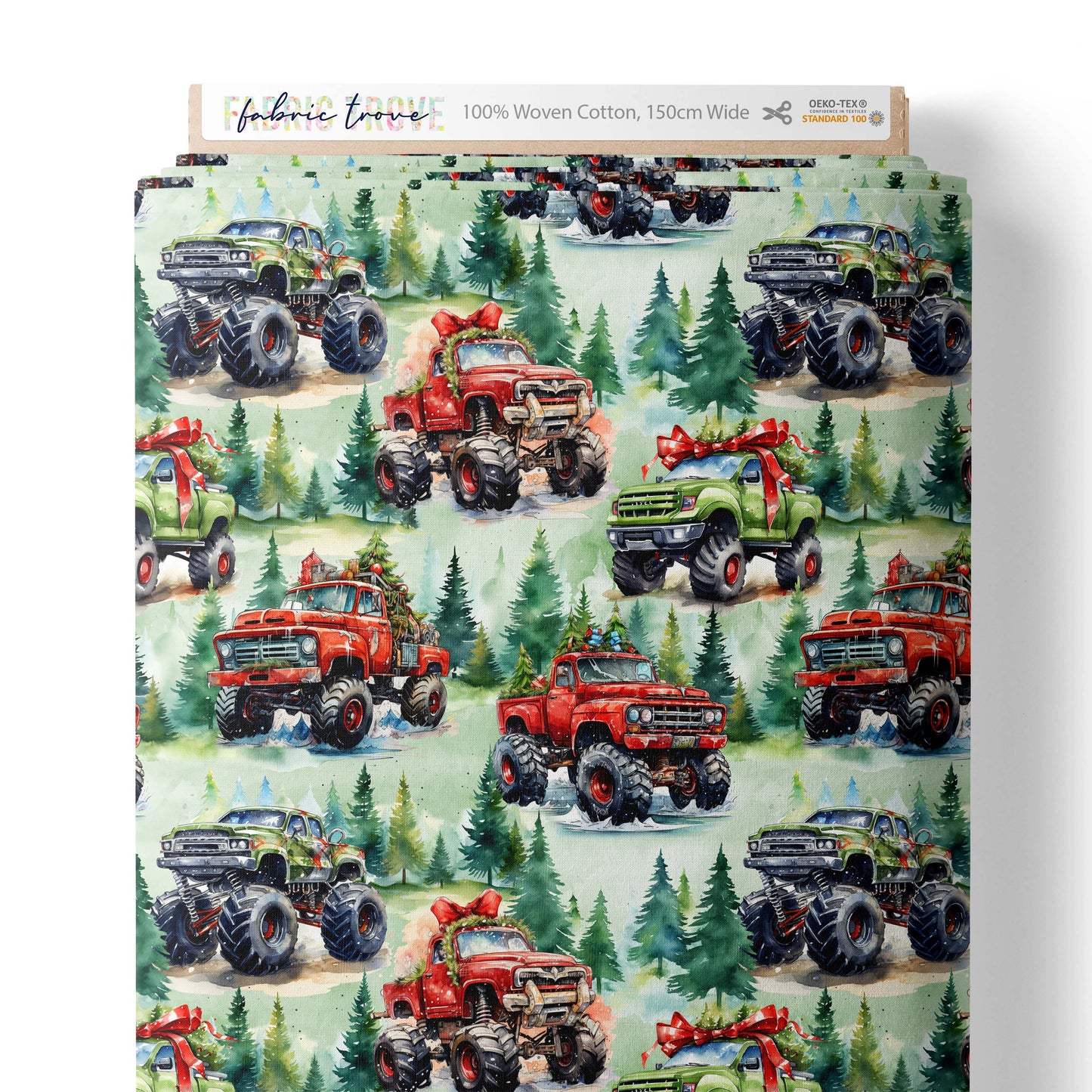 COTTON 100 - Christmas Monster Trucks