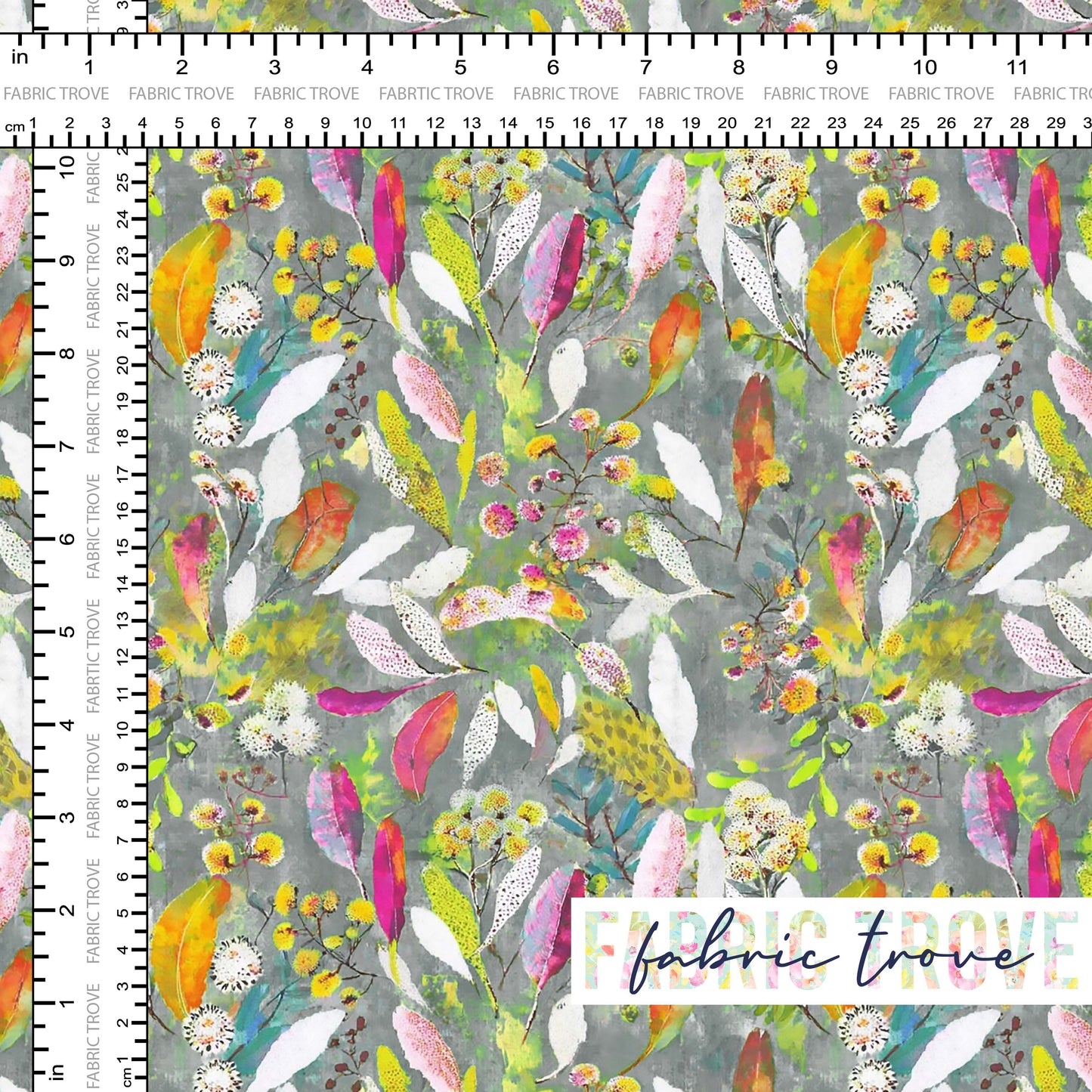 C100 - Ozzie Mixed Leaves Grey