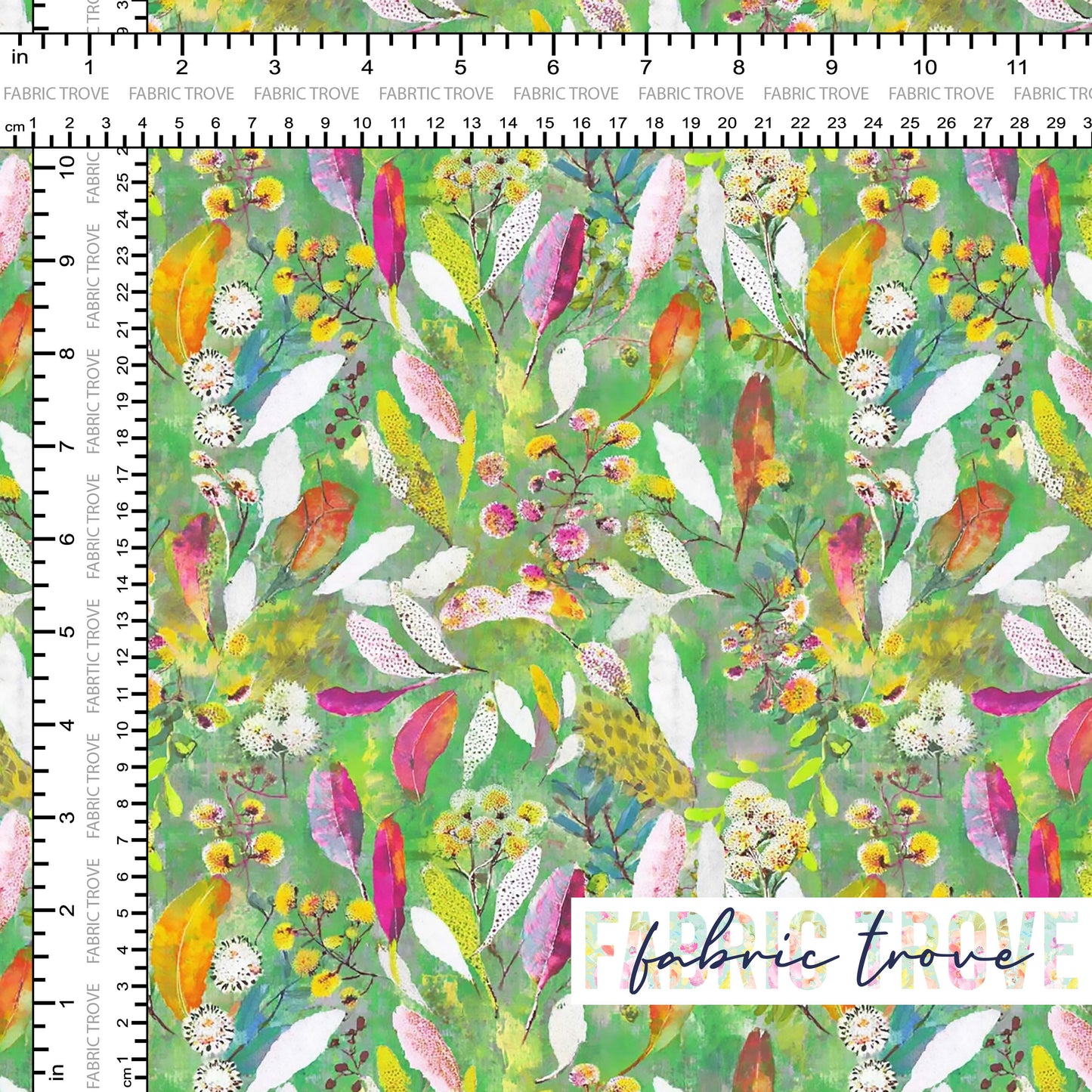 C100 - Ozzie Mixed Leaves Green