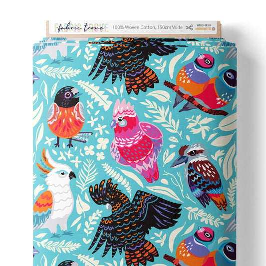 COTTON 100 - Ozzy Birds Blue