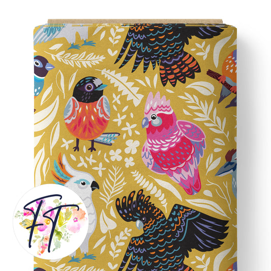 COTTON 100 - Ozzy Birds Gold