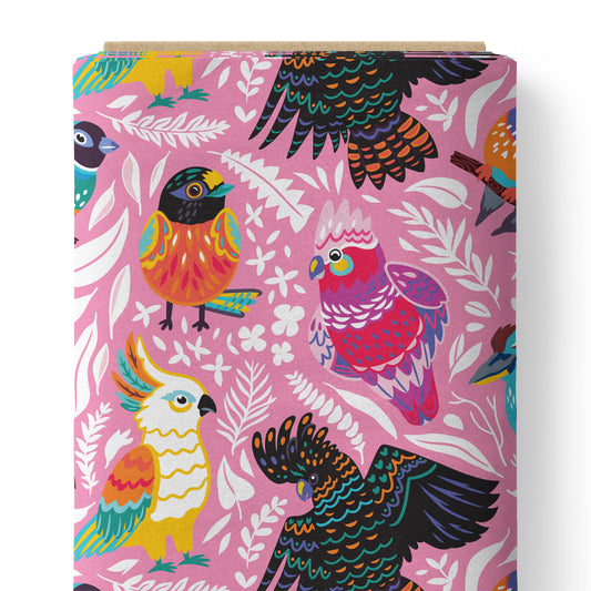 COTTON 100 - Ozzy Birds Pink