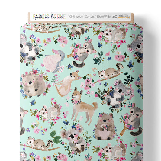 COTTON 100 - Pretty Aussie Critters Mint