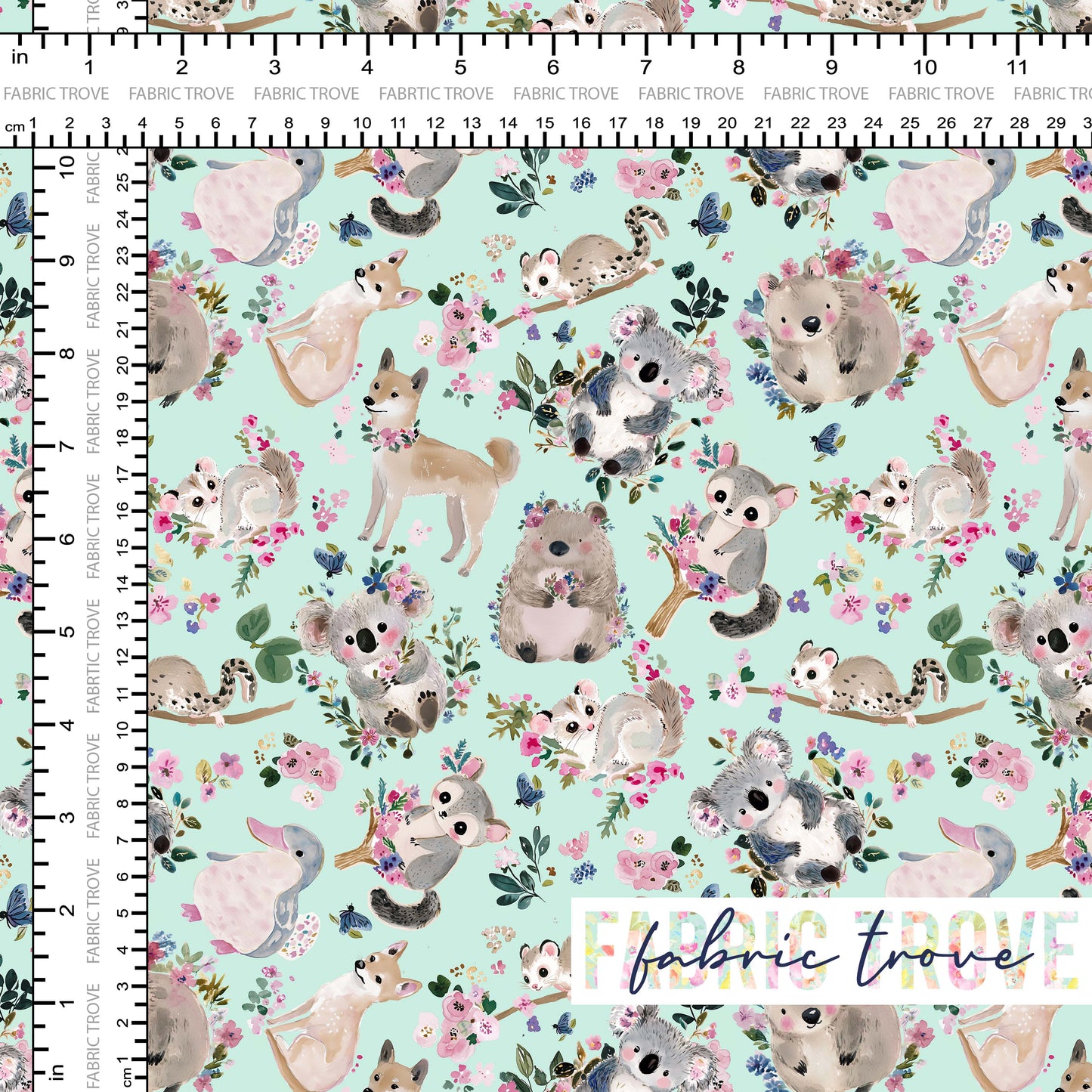 COTTON 100 - Pretty Aussie Critters Mint