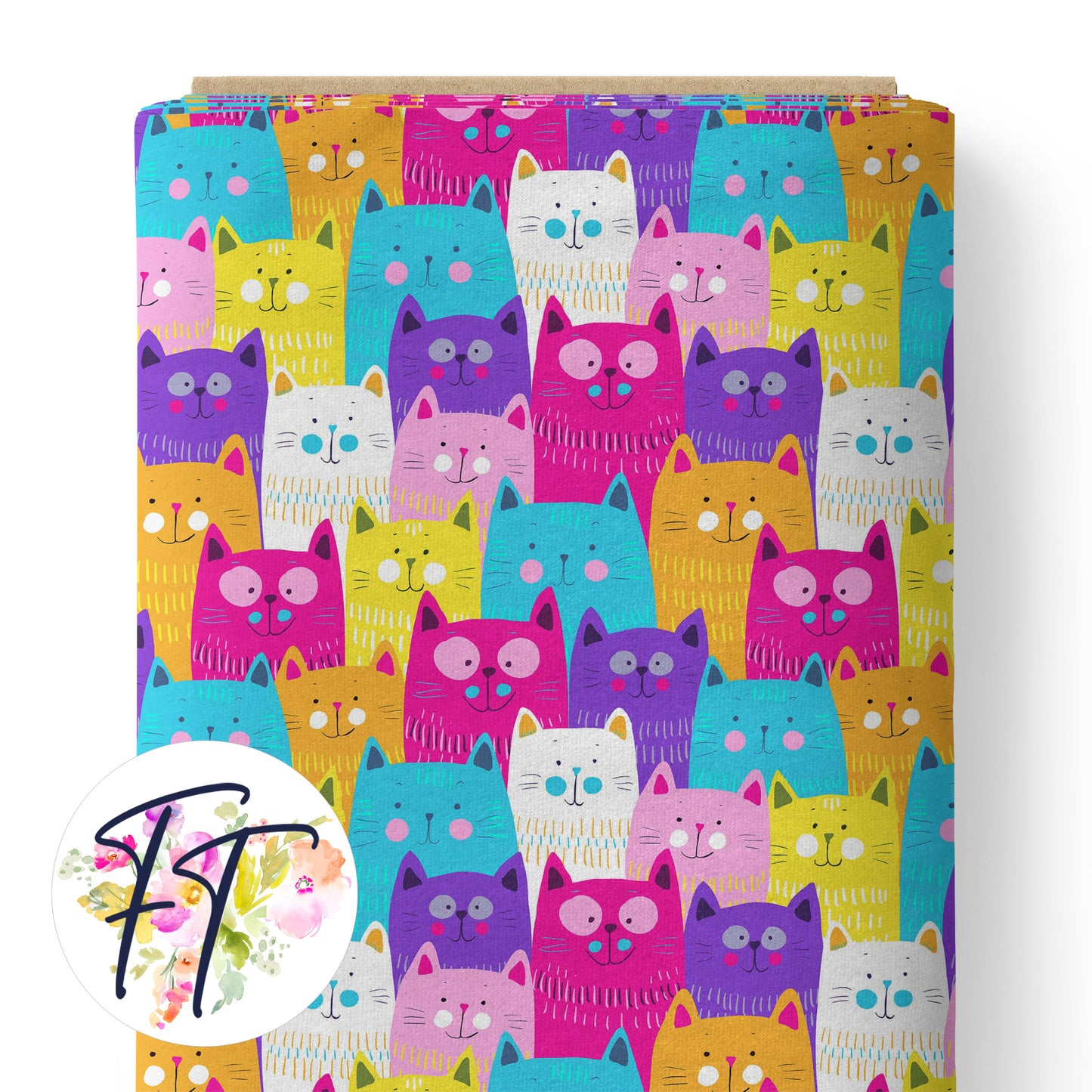 COTTON 100 - Rainbow Kitty