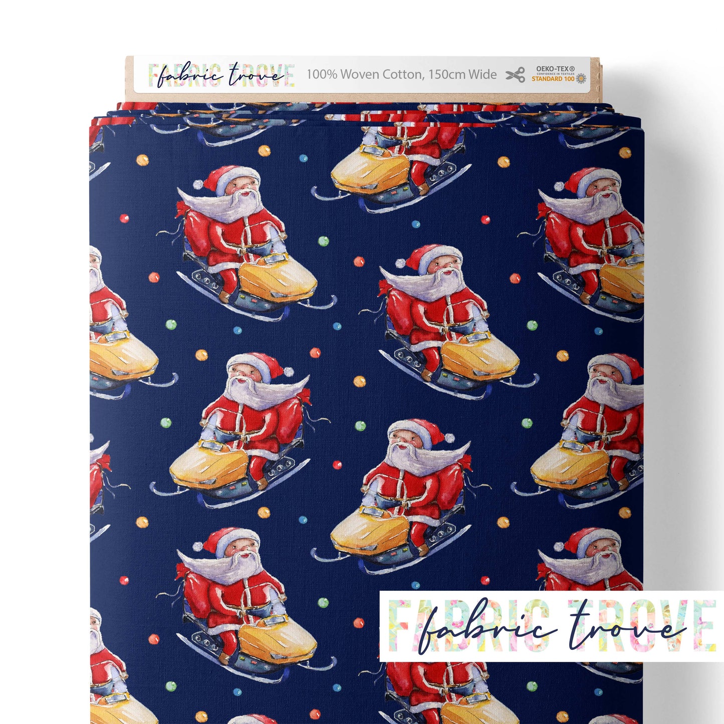 COTTON 100 - Santa Sleigh Ride Navy