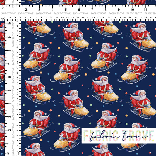COTTON 100 - Santa Sleigh Ride Navy
