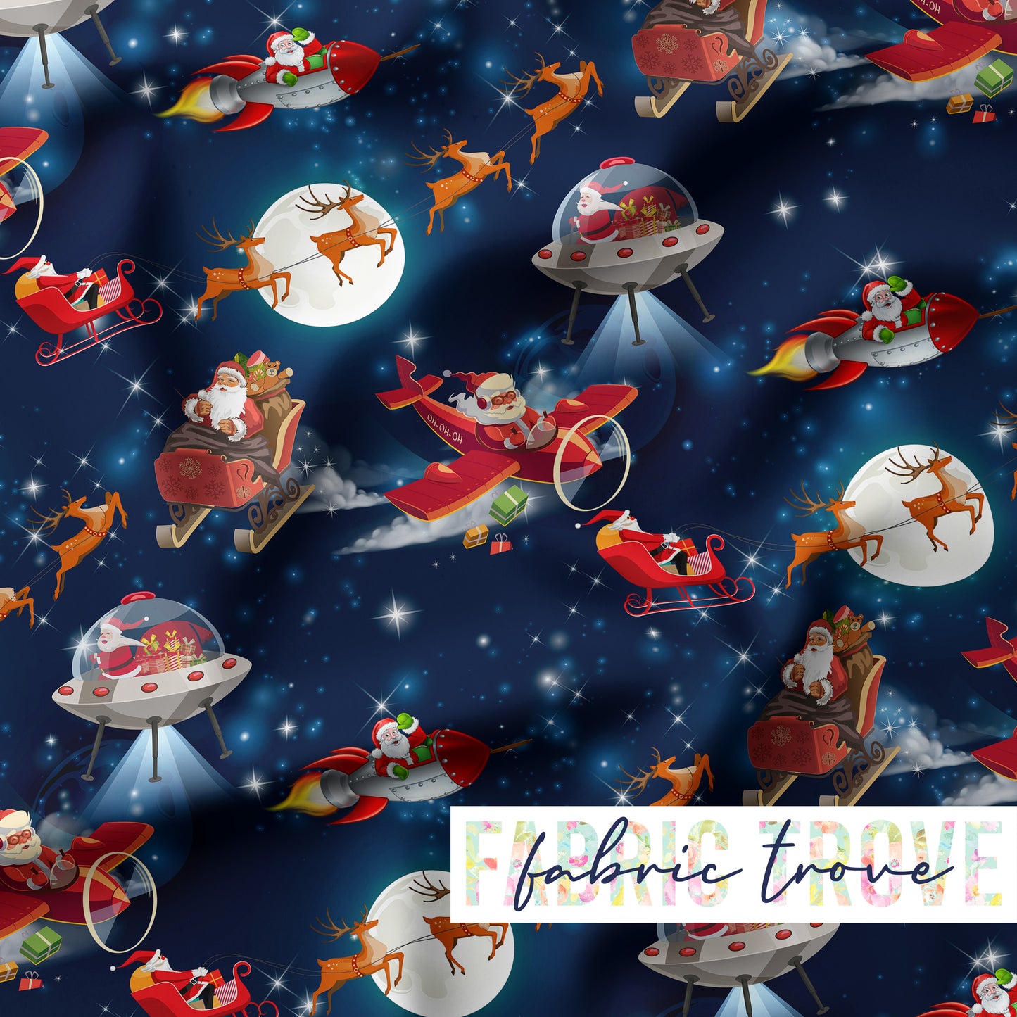 KNIT 95/5 - Vintage Santa Flight - 80cm Piece