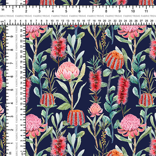 COTTON 100 - Warratah Dreams Navy