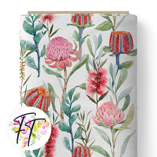 COTTON 100 - Warratah Dreams White