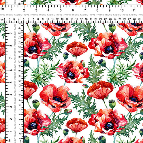 COTTON 100 - Poppy Dreams White