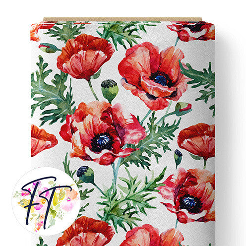 COTTON 100 - Poppy Dreams White