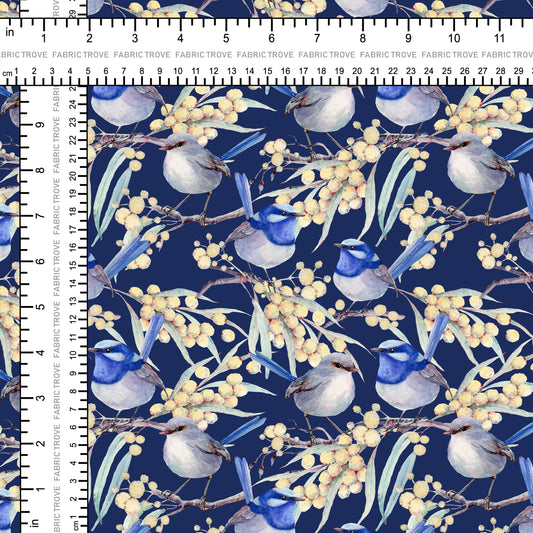 COTTON 100 - Blue Wren Dreams Navy