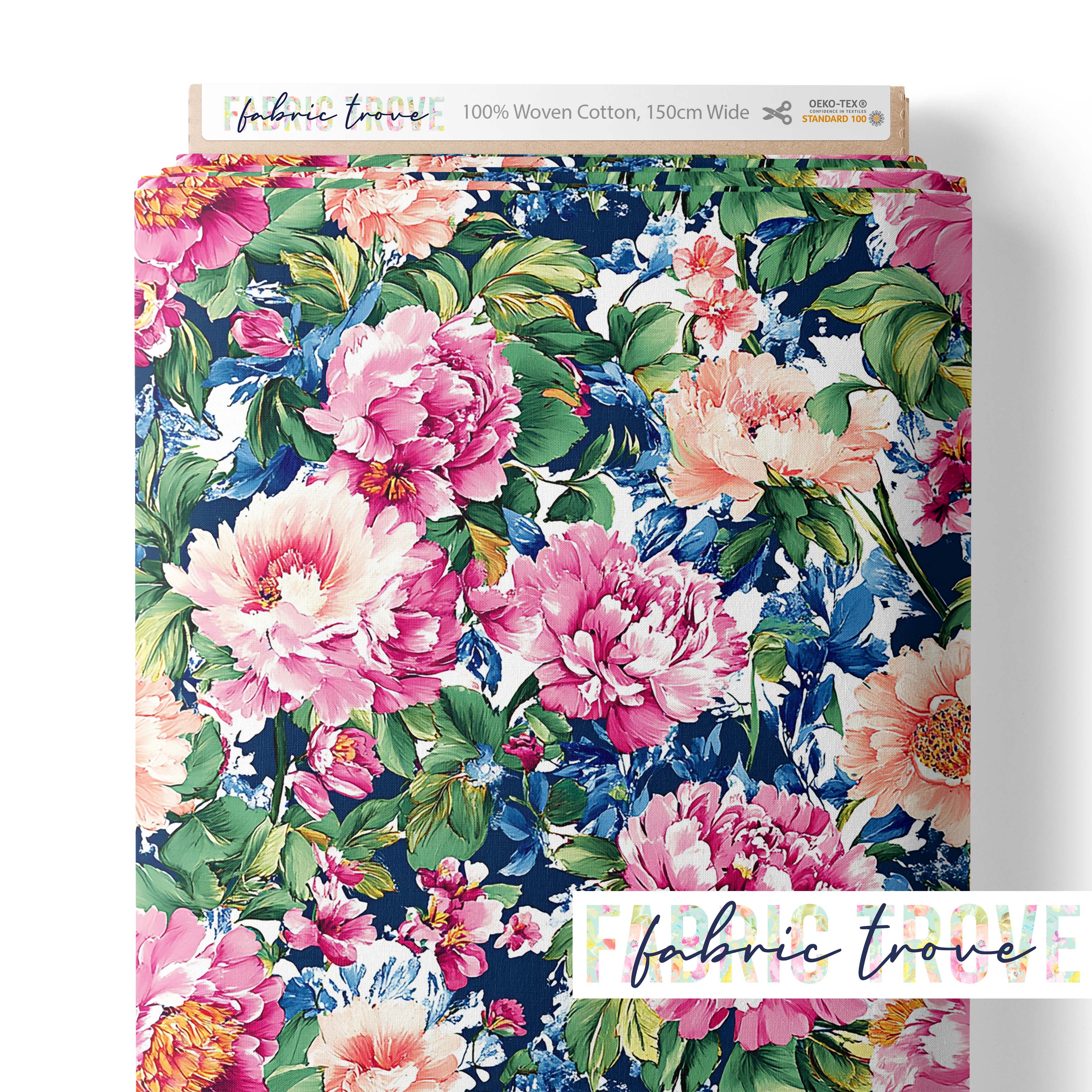 Allison Floral Cotton Fabric 150cm | OEKO-TEX | Fabric Trove