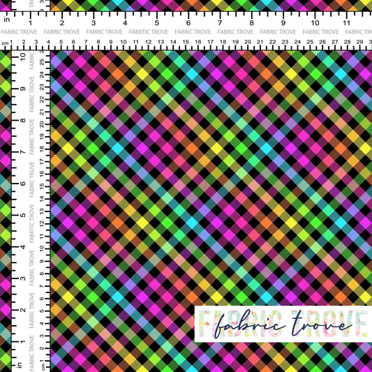 KNIT 95/5 - Bright Diagonal Check - 90cm Piece