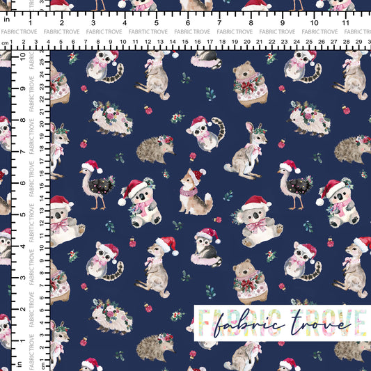 COTTON 100 - Bush Christmas Folk Navy