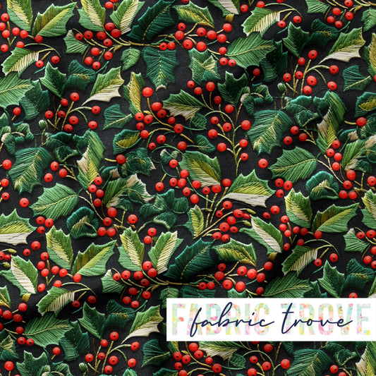 PO #Christmas - Faux Embroidered Holly