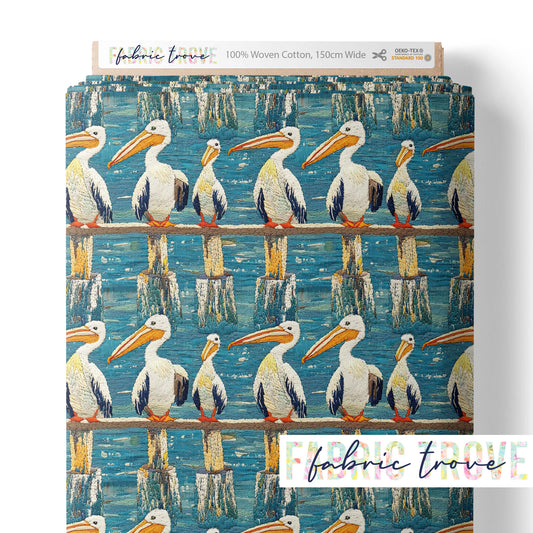 C100 - Faux Embroidered Pelicans