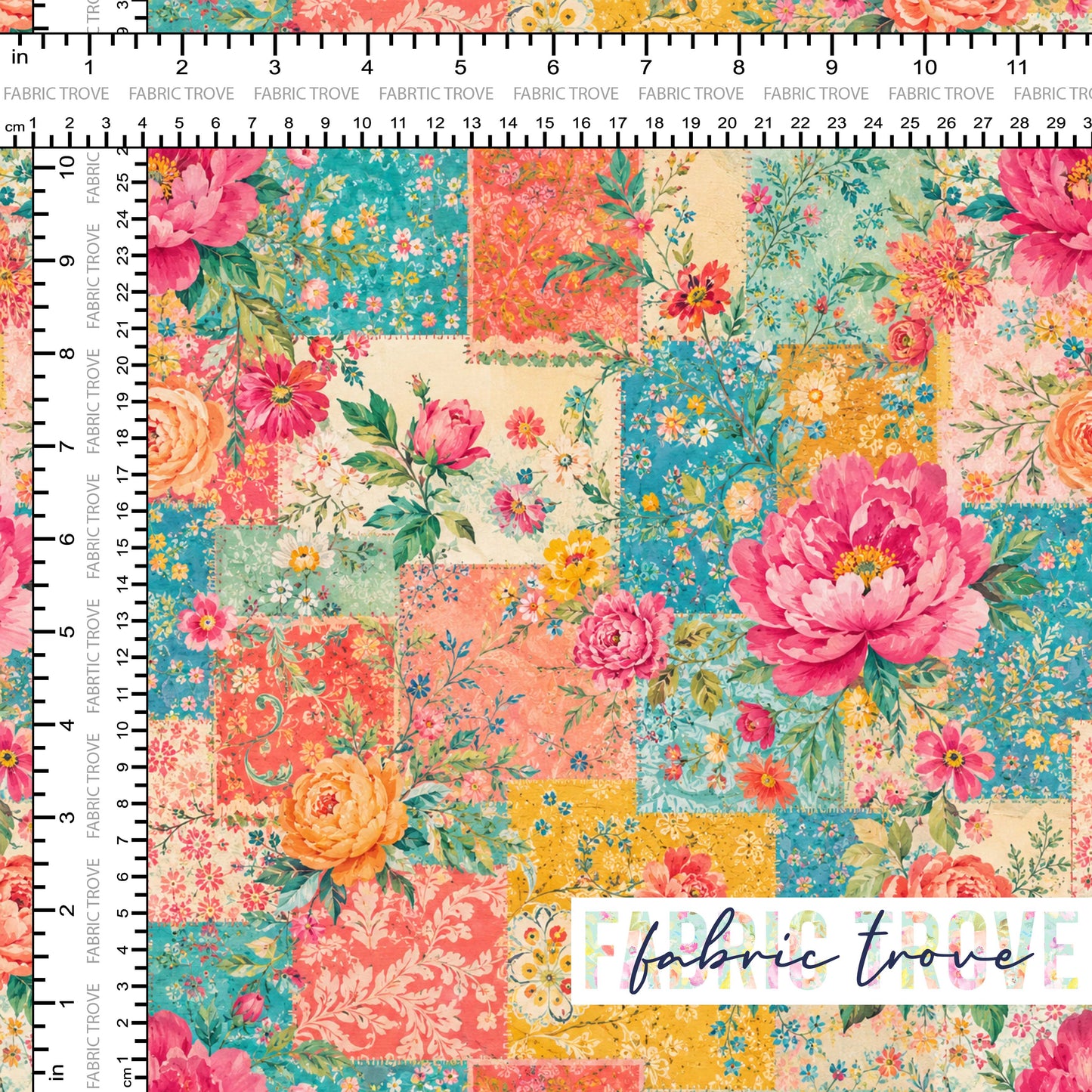 PO #56 - Faux Patchwork BoHo Floral