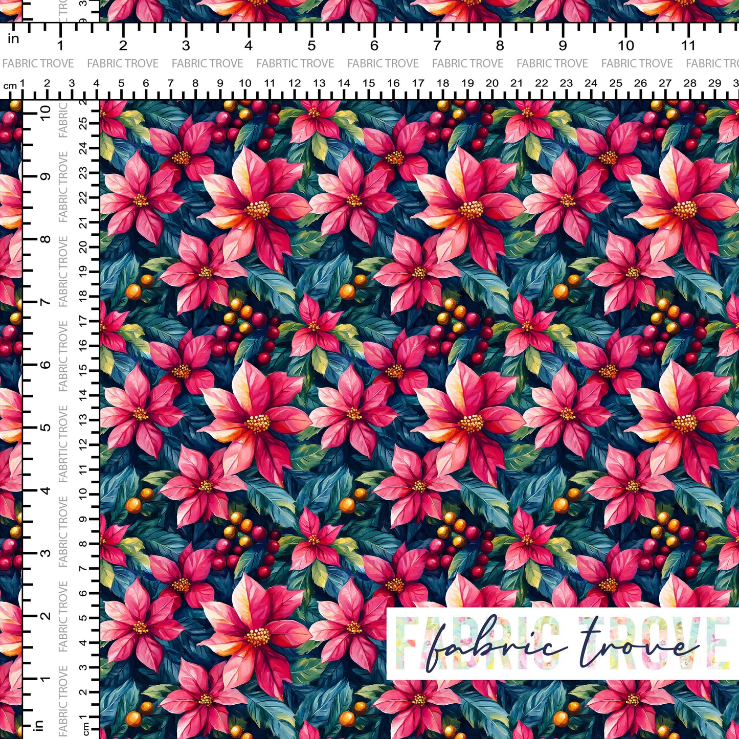 COTTON 100 - Holly Pointsettia