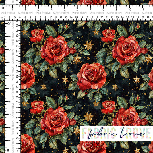 COTTON 100 - Noel Roses Black