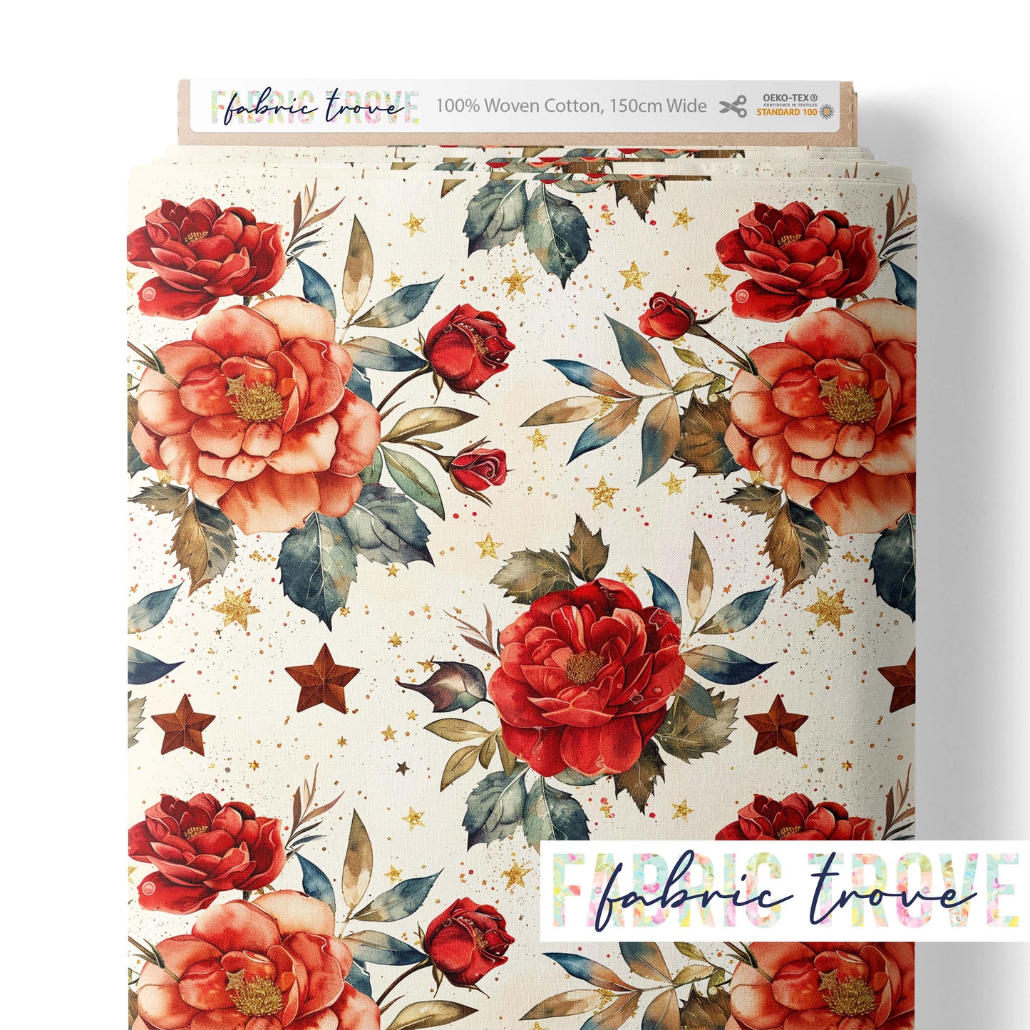 COTTON 100 - Noel Roses Cream