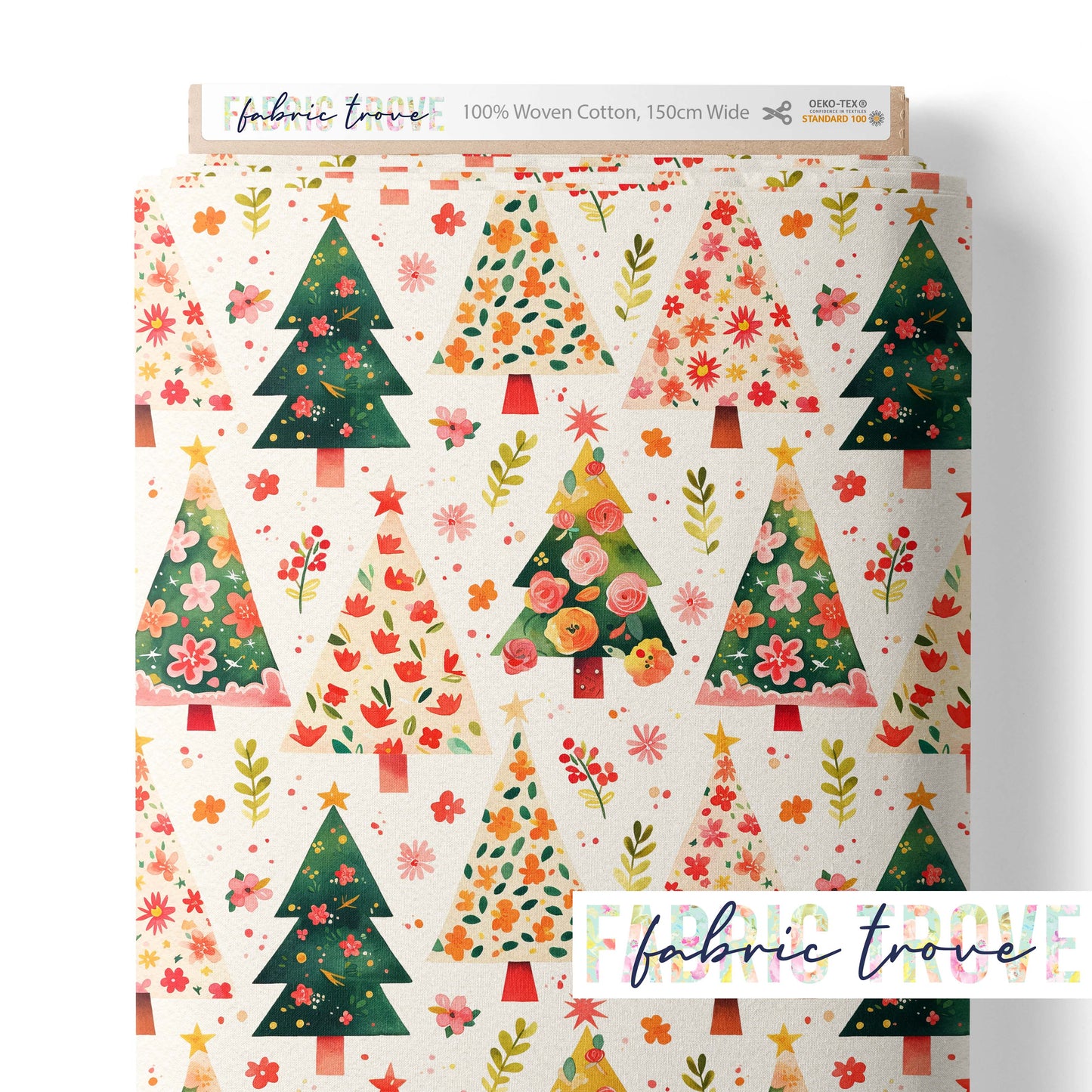 COTTON 100 - Patchwork Christmas Trees