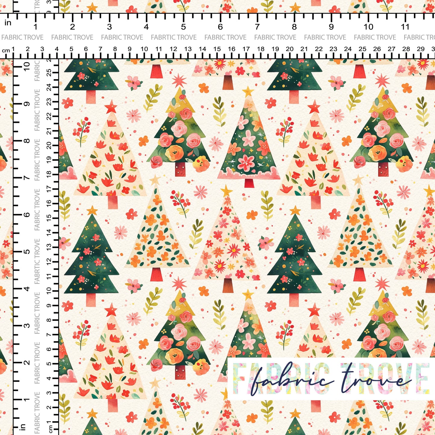 COTTON 100 - Patchwork Christmas Trees