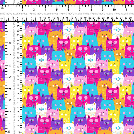 COTTON 100 - Rainbow Kitty