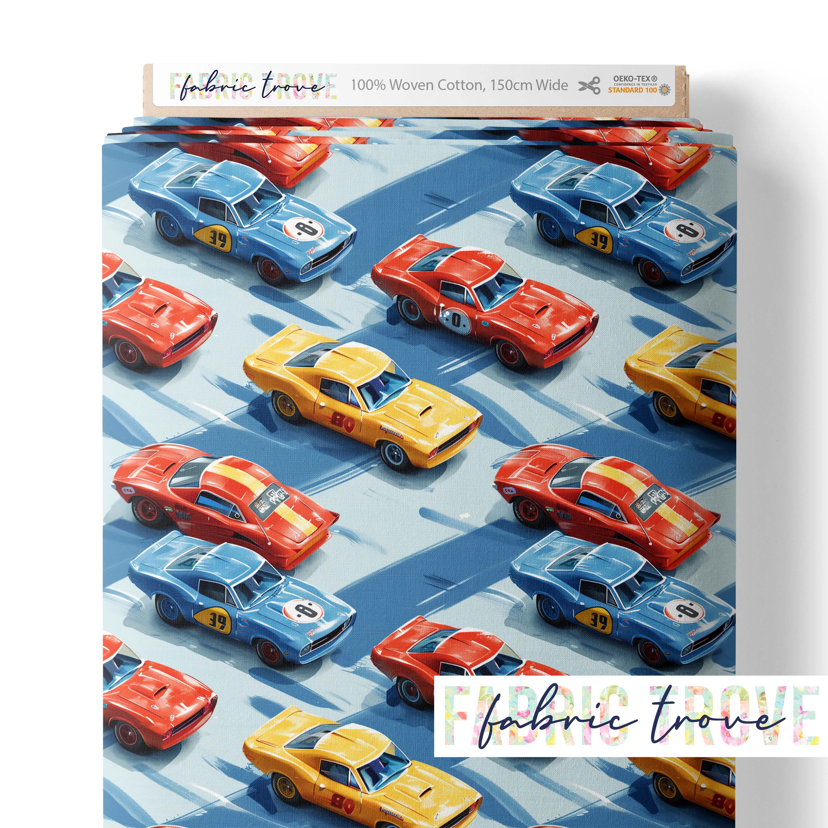 Round Robin Racers Cotton Fabric 150cm | OEKO-TEX | Fabric Trove