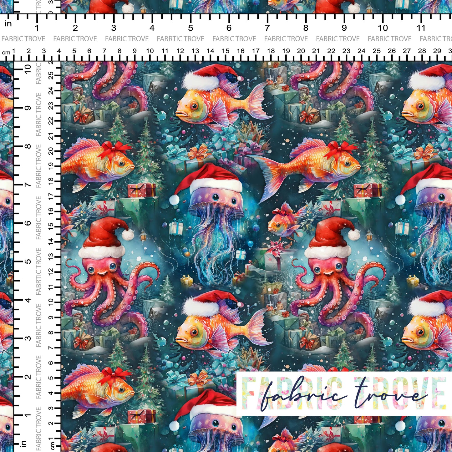 COTTON 100 - Under Water Christmas
