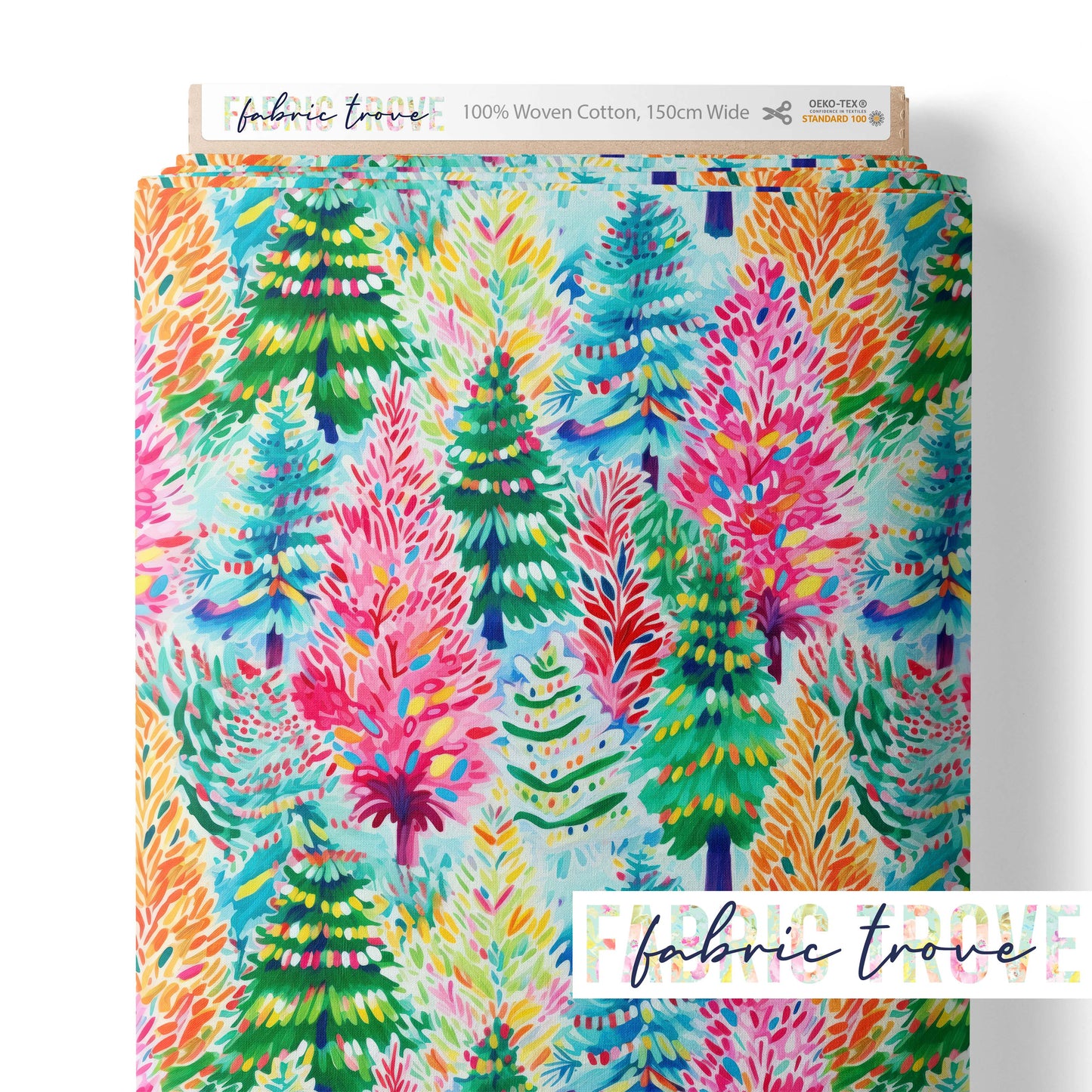 COTTON 100 - Watercolor Christmas Trees